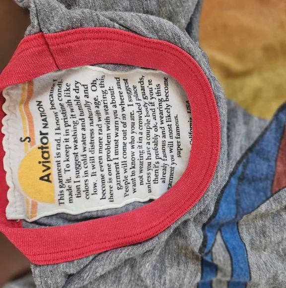 Nwot Aviator Nation vintage wash RINGER Gray WINDSURFING T S - Picture 2 of 5